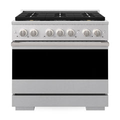 ZLINE 36 in. 5.2 cu. ft. Marino Dual Fuel Range with 6 Burner DuoPro™ Cooktop and Electric Convection Oven in Satin Stainless Steel - PMDRS-36 - The Home Selection