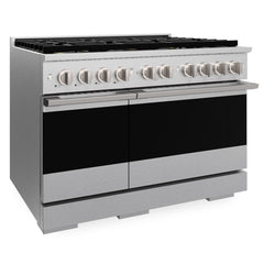 ZLINE 48 in. 6.7 cu. ft. Marino Dual Fuel Range with 8 Burner DuoPro™ Cooktop and Dual Ovens in Satin Stainless Steel - PMDRS-48 - The Home Selection