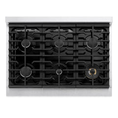 ZLINE 36 in. 5.2 cu. ft. Marino Gas Range with 6 Burner Cooktop and Convection Gas Oven in Satin Stainless Steel - MGRS-36 - The Home Selection