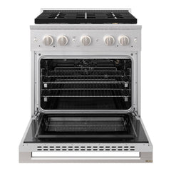 ZLINE 30 in. 4.2 cu. ft. Marino Gas Range with 4 Burner DuoPro™ Cooktop and Convection Gas Oven in Satin Stainless Steel - PMGRS-30 - The Home Selection
