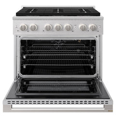 ZLINE 36 in. 5.2 cu. ft. Marino Gas Range with 6 Burner DuoPro™ Cooktop and Convection Gas Oven in Satin Stainless Steel - PMGRS-36 - The Home Selection