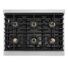 ZLINE 36 in. 5.2 cu. ft. Marino Gas Range with 6 Burner DuoPro™ Cooktop and Convection Gas Oven in Satin Stainless Steel - PMGRS-36 - The Home Selection