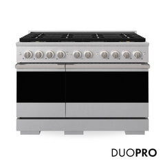 ZLINE 48 in. 6.7 cu. ft. Marino Gas Range with 8 Burner DuoPro™ Cooktop and Dual Ovens in Satin Stainless Steel - PMGRS-48 - The Home Selection