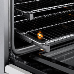 ZLINE 48 in. 6.7 cu. ft. Marino Gas Range with 8 Burner DuoPro™ Cooktop and Dual Ovens in Satin Stainless Steel with White Matte Doors - PMGRS-WM-48 - The Home Selection