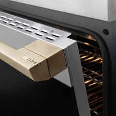ZLINE Autograph Edition 48 in. 6.7 cu. ft. Marino Gas Range with 8 Burner DuoPro™ Cooktop and Dual Ovens in Satin Stainless Steel and Champagne Bronze Accents - PMGRSZ-48-CB - The Home Selection