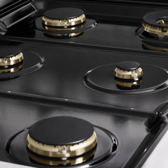 ZLINE Autograph Edition 36 in. 5.2 cu. ft. Marino Dual Fuel Range with 6 Burner Gas Cooktop and Electric Convection Oven in Stainless Steel with White Matte Door and Matte Black Accents - MDRZ-WM-36-MB - The Home Selection