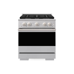 ZLINE 30 in. 4.2 cu. ft. Marino Dual Fuel Range with Gas Cooktop and Electric Convection Oven in Stainless Steel with 4 Brass Burners - MDR-BR-30 - The Home Selection