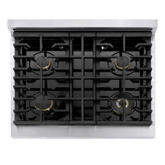 ZLINE 30 in. 4.2 cu. ft. Marino Dual Fuel Range with Gas Cooktop and Electric Convection Oven in Stainless Steel with 4 Brass Burners - MDR-BR-30 - The Home Selection