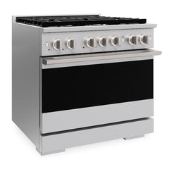ZLINE 36 in. 5.2 cu. ft. Marino Dual Fuel Range with Gas Cooktop and Electric Convection Oven in Stainless Steel with 6 Brass Burners - MDR-BR-36 - The Home Selection