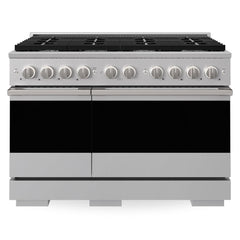 ZLINE 48 in. 6.7 cu. ft. Marino Double Oven Dual Fuel Range in Stainless Steel with 8 Brass Burners - MDR-BR-48 - The Home Selection