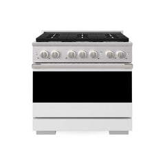 ZLINE 36 in. 5.2 cu. ft. Marino Dual Fuel Range with 6 Burner Gas Cooktop and Electric Convection Oven in Stainless Steel with White Matte Door - MDR-WM-36 - The Home Selection