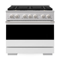 ZLINE 36 in. 5.2 cu. ft. Marino Dual Fuel Range with 6 Burner DuoPro™ Cooktop and Electric Convection Oven with White Matte Door - PMDR-WM-36 - The Home Selection