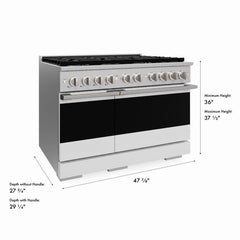 ZLINE 48 in. 6.7 cu. ft. Marino Dual Fuel Range with 8 Burner DuoPro™ Cooktop and Dual Ovens with White Matte Doors - PMDR-WM-48 - The Home Selection