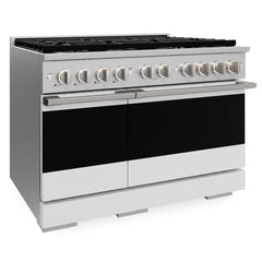 ZLINE 48 in. 6.7 cu. ft. Marino Dual Fuel Range with 8 Burner DuoPro™ Cooktop and Dual Ovens with White Matte Doors - PMDR-WM-48 - The Home Selection