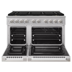 ZLINE 48 in. 6.7 cu. ft. Marino Dual Fuel Range with 8 Burner DuoPro™ Cooktop and Dual Ovens in Stainless Steel - PMDR48 - The Home Selection