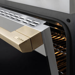 ZLINE Autograph Edition 30 in. 4.2 cu. ft. Marino Dual Fuel Range with 4 Burner DuoPro™ Cooktop and Electric Convection Oven in Stainless Steel with Champagne Bronze Accents - PMDRZ-30-CB - The Home Selection