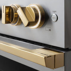 ZLINE Autograph Edition 30 in. 4.2 cu. ft. Marino Dual Fuel Range with 4 Burner DuoPro™ Cooktop and Electric Convection Oven in Stainless Steel with Polished Gold Accents - PMDRZ-30-G - The Home Selection