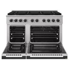 ZLINE Autograph Edition 48 in. 6.7 cu. ft. Marino Dual Fuel Range with 8 Burner DuoPro™ Cooktop and Dual Ovens in Stainless Steel and Matte Black Accents - PMDRZ-48-MB - The Home Selection