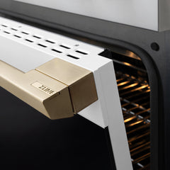 ZLINE Autograph Edition 48 in. 6.7 cu. ft. Marino Dual Fuel Range with 8 Burner DuoPro™ Cooktop and Dual Ovens with White Matte Doors and Champagne Bronze Accents - PMDRZ-WM-48-CB - The Home Selection