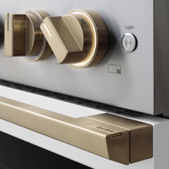 ZLINE Autograph Edition 48 in. 6.7 cu. ft. Marino Dual Fuel Range with 8 Burner DuoPro™ Cooktop and Dual Ovens with White Matte Doors and Champagne Bronze Accents - PMDRZ-WM-48-CB - The Home Selection