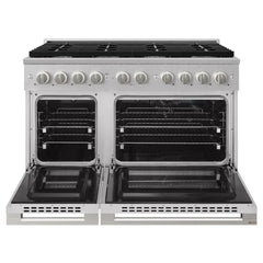 ZLINE 48 in. 6.7 cu. ft. Marino Dual Fuel Range with 8 Burner Gas Cooktop and Dual Ovens in Stainless Steel - MDR48 - The Home Selection