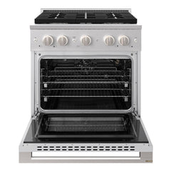 ZLINE 30 in. 4.2 cu. ft. Marino Gas Range with Convection Gas Oven in Stainless Steel with 4 Brass Burners - MGR-BR-30 - The Home Selection