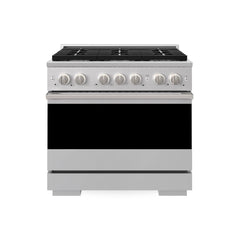 ZLINE 36 in. 5.2 cu. ft. Marino Gas Range with Convection Gas Oven in Stainless Steel with 6 Brass Burners - MGR-BR-36 - The Home Selection