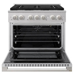 ZLINE 36 in. 5.2 cu. ft. Marino Gas Range with Convection Gas Oven in Stainless Steel with 6 Brass Burners - MGR-BR-36 - The Home Selection