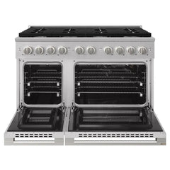 ZLINE 48 in. 6.7 cu. ft. Marino Double Oven Gas Range in Stainless Steel with 8 Brass Burners - MGR-BR-48 - The Home Selection