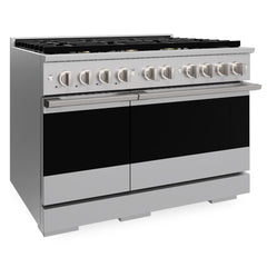 ZLINE 48 in. 6.7 cu. ft. Marino Double Oven Gas Range in Stainless Steel with 8 Brass Burners - MGR-BR-48 - The Home Selection