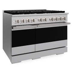 ZLINE 48 in. 6.7 cu. ft. Marino Double Oven Gas Range with 8 Burner Cooktop in Stainless Steel - MGR48 - The Home Selection