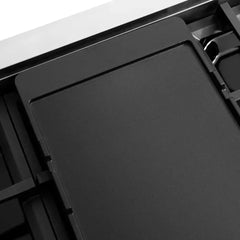 ZLINE Autograph Edition 48 in. 6.7 cu. ft. Marino Double Oven Gas Range with 8 Burner Cooktop in Stainless Steel and Matte Black Accents - MGRZ-48-MB - The Home Selection