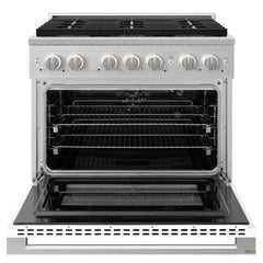 ZLINE 36 in. 5.2 cu. ft. Marino Gas Range with 6 Burner DuoPro™ Cooktop and Convection Gas Oven with White Matte Door - PMGR-WM-36 - The Home Selection