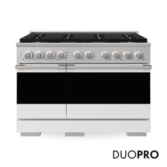 ZLINE 48 in. 6.7 cu. ft. Marino Gas Range with 8 Burner DuoPro™ Cooktop and Dual Ovens with White Matte Doors - PMGR-WM-48 - The Home Selection