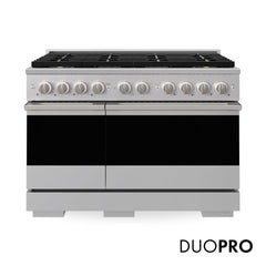 ZLINE 48 in. 6.7 cu. ft. Marino Gas Range with 8 Burner DuoPro™ Cooktop and Dual Ovens in Stainless Steel - PMGR48 - The Home Selection