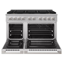 ZLINE 48 in. 6.7 cu. ft. Marino Gas Range with 8 Burner DuoPro™ Cooktop and Dual Ovens in Stainless Steel - PMGR48 - The Home Selection