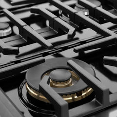 ZLINE 36 in. 5.2 cu. ft. Marino Dual Fuel Range with 6 Burner Gas Cooktop and Electric Convection Oven in Black Stainless Steel - MDRB-36 - The Home Selection