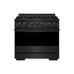 ZLINE 36 in. 5.2 cu. ft. Marino Dual Fuel Range with 6 Burner Gas Cooktop and Electric Convection Oven in Black Stainless Steel - MDRB-36 - The Home Selection