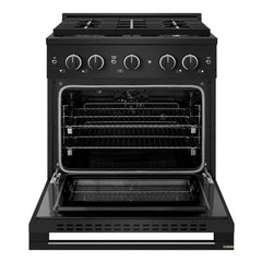 ZLINE 30 in. 4.2 cu. ft. Marino Dual Fuel Range with 4 Burner DuoPro™ Cooktop and Electric Convection Oven in Black Stainless Steel - PMDRB-30 - The Home Selection