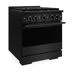 ZLINE 30 in. 4.2 cu. ft. Marino Dual Fuel Range with 4 Burner DuoPro™ Cooktop and Electric Convection Oven in Black Stainless Steel - PMDRB-30 - The Home Selection