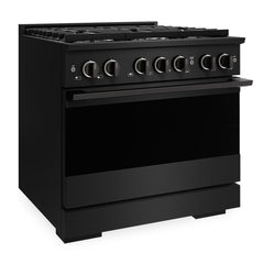ZLINE 36 in. 5.2 cu. ft. Marino Gas Range with 6 Burner Cooktop and Convection Gas Oven in Black Stainless Steel - MGRB-36 - The Home Selection