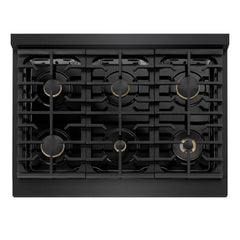 ZLINE 36 in. 5.2 cu. ft. Marino Gas Range with Convection Gas Oven in Black Stainless Steel with 6 Brass Burners - MGRB-BR-36 - The Home Selection