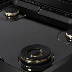 ZLINE Autograph Edition 30 in. 4.2 cu. ft. Marino Gas Range with 4 Burner Cooktop and Convection Gas Oven in Black Stainless Steel and Champagne Bronze Accents - MGRBZ-30-CB - The Home Selection