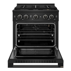ZLINE 30 in. 4.2 cu. ft. Marino Gas Range with 4 Burner DuoPro™ Cooktop and Convection Gas Oven in Black Stainless Steel - PMGRB-30 - The Home Selection