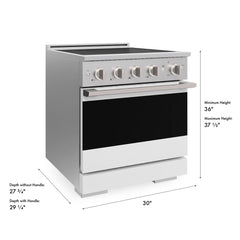 ZLINE 30 in. 4.2 cu. ft. Marino Induction Range with 4 Element Cooktop and Electric Convection Oven in Stainless Steel with White Matte Door - MINR-WM-30 - The Home Selection