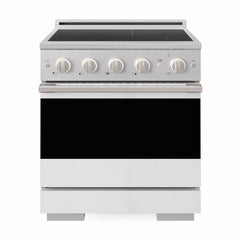 ZLINE 30 in. 4.2 cu. ft. Marino Induction Range with 4 Element Cooktop and Electric Convection Oven in Stainless Steel with White Matte Door - MINR-WM-30 - The Home Selection