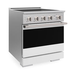 ZLINE 30 in. 4.2 cu. ft. Marino Induction Range with 4 Element Cooktop and Electric Convection Oven in Stainless Steel with White Matte Door - MINR-WM-30 - The Home Selection
