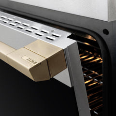 ZLINE Autograph Edition 36 in. 5.2 cu. ft. Marino Induction Range with 5 Element Cooktop and Electric Convection Oven in Satin Stainless Steel with Champagne Bronze Accents - MINRSZ-36-CB - The Home Selection