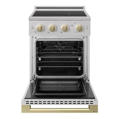 ZLINE 24 In. Marino Autograph Induction Range in Stainless Steel with Champagne Bronze Accents - MINRZ-24-CB - The Home Selection