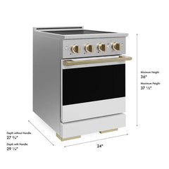 ZLINE 24 In. Marino Autograph Induction Range in Stainless Steel with a White Matte Door and Champagne Bronze Accents - MINRZ-WM-24-CB - The Home Selection